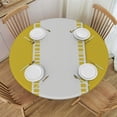 thumbnail image 1 of WYYP  Stripe Elastic Round Tablecloth Yellow Stripe Texture Fitted Tablecloths for Round Table Oil-Proof Waterproof Table Cloth White, 1 of 7