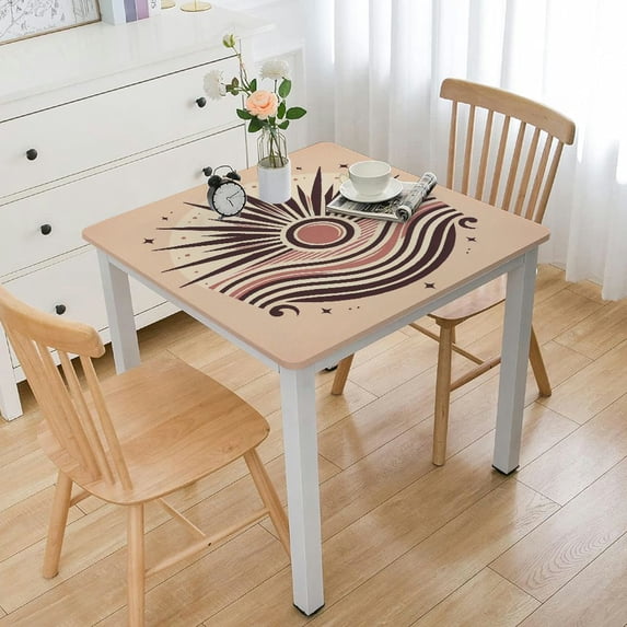 WYYP Sun Rays Retro Design Square Tablecloth for Picnic Dining Kitchen Farmhouse 100% Polyester Fiber 46*46