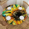 thumbnail image 1 of WYYP Sunflowers Round Tablecloth 100% Polyester Fiber for Picnic Dining Kitchen Farmhouse White, 1 of 8