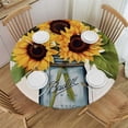 thumbnail image 1 of WYYP Sunflowers Round Tablecloth 100% Polyester Waterproof Resistant Fabric White, 1 of 8