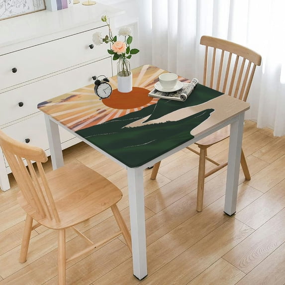 WYYP Sunset River Hills Square Tablecloth Washable for Home Kitchen Outdoor Decoration 100% Polyester Fiber 46*46