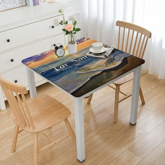 WYYP Sunset Square Tablecloth with Elastic Edge 100% Polyester Fiber 40*40