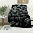 thumbnail image 1 of WYYP Super Soft Flannel Bed Blanket Black Grey and White Plant Floral Print White, 1 of 6