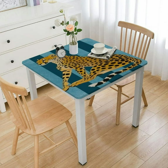 WYYP Table Cloth Cheetah Animals, Leopard Preppy Room, Modern Boho Cat, Pink Dot Cartoon Art white