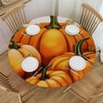 thumbnail image 1 of WYYP  Thanksgiving Pumpkins Elastic Round Tablecloth, Fall Harvest Pumpkin Maple Leaves Fitted Tablecloths for Round Table Oil-Proof Waterproof Table Cloth White, 1 of 7