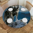 thumbnail image 1 of WYYP The Appearance of the Wolf Searching for Food, the Fierce Hunter Round Tablecloth with Elastic Edge 100% Polyester Fiber Great for Home Kitchen/Parties/Holiday Dinner White, 1 of 8