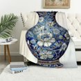 thumbnail image 1 of WYYP Throw Blanket Blue Chinoiserie Vase Winter Flannel Blanket Chinoiserie Style Blanket Blue and White Porcelain Oriental Garden Warm Throw Blanket for Bed Sofa for All Seasons White, 1 of 6