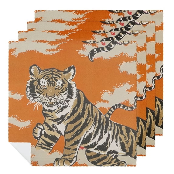 WYYP Tiger Cub Cloth Napkin Reusable Party Dinner Decoration Washable Napkins 6 PCS