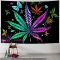 thumbnail image 1 of WYYP  Trippy Weed Tapestry Marijuana Cannabis Leaf Tapestry Wall Hanging Psychedelic Purple Blue Butterfly Tapestries Black and White Starry Wall Tapestry for Bedroom Home Wall Room Decor 60x50inch, 1 of 6