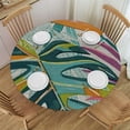 thumbnail image 1 of WYYP Tropical Print Fabric Round Table Cover 100% Polyester Waterproof Resistant Fabric White, 1 of 8