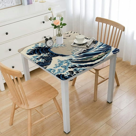 WYYP Ukiyo-e Square Tablecloth Outdoor Picnic Camping and Indoor Kitchen Dining Party 100% Polyester Fiber 40*40