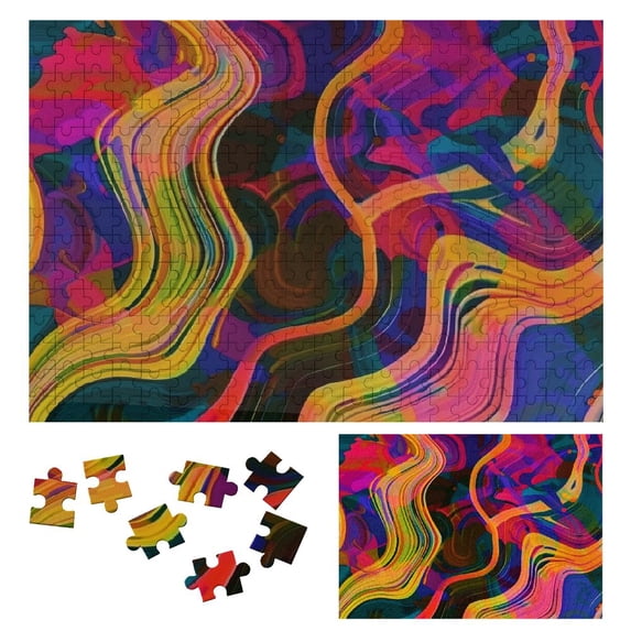 WYYP Vibrant Color Lines Wooden Jigsaw Puzzle Challenging Difficult Wood Puzzles for Adults Gift for Family Friends 300 PCS