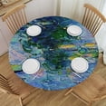 thumbnail image 1 of WYYP Water Lilies Trees Pond Round Tablecloth 100% Polyester Fiber Tablecloths White, 1 of 8