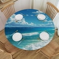 thumbnail image 1 of WYYP Waterproof 100% Polyester Fiber Table Cloth - The Sunny Beach and Joyful Scenery Make You Feel Refreshed and Happy White, 1 of 8
