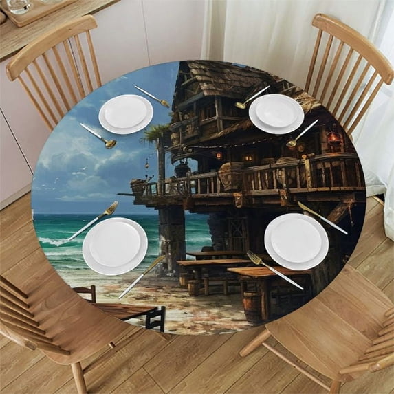 WYYP Waterproof Resistant Fabric 100% Polyester Fiber Table Cloth White