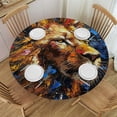thumbnail image 1 of WYYP Waterproof Resistant Fabric 100% Polyester Fiber Tablecloth - A Majestic Lion Design White, 1 of 8