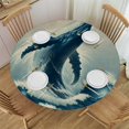thumbnail image 1 of WYYP Whale Ocean Movement Round Tablecloth 100% Polyester Fiber Table Cover White, 1 of 8