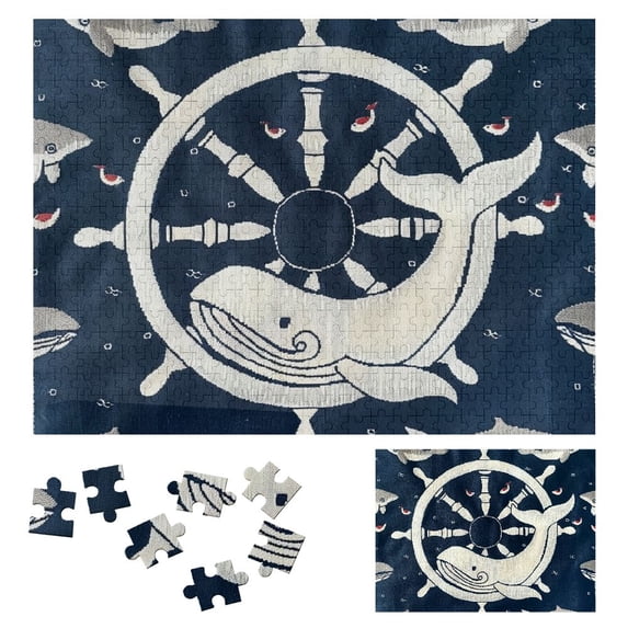WYYP Whale Ship Wheel Wooden Jigsaw Puzzle Challenging Difficult Wood Puzzles for Adults 500 PCS