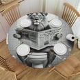 thumbnail image 1 of WYYP Whimsical Lion Round Tablecloth 100% Polyester Fiber Full Width Single-Sided Printing White, 1 of 8