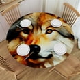 thumbnail image 1 of WYYP Wolf Face Round Tablecloth for Picnic Dining Kitchen Farmhouse, 100% Polyester Waterproof Resistant Fabric White, 1 of 8