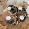 thumbnail image 1 of WYYP Wolf Mountains Sunset Round Tablecloth - Great for Home Kitchen/Parties/Holiday Dinner - 100% Polyester Fiber with Elastic Edge White, 1 of 8