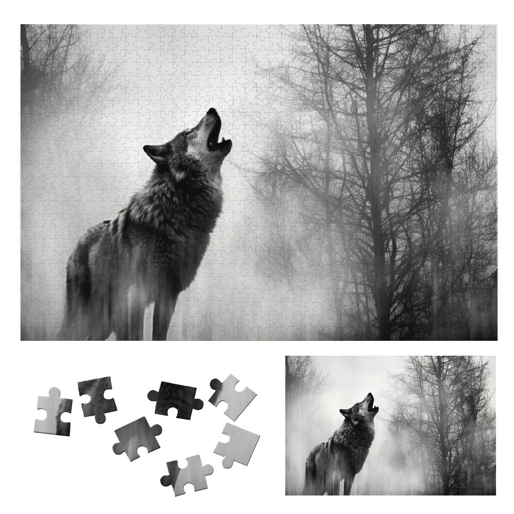 WYYP Wolf Trees Fog Wooden Jigsaw Puzzle Challenging Difficult Wood ...