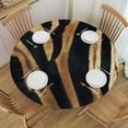 thumbnail image 1 of WYYP Zebra Print Furry Round Tablecloth 100% Polyester Waterproof Resistant Fabric White, 1 of 8