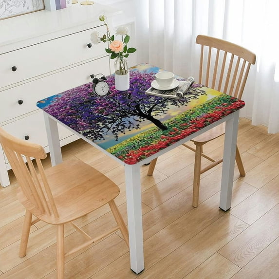 WYYP flowers Square Fitted Tablecloth 100% Polyester Fiber 46*46