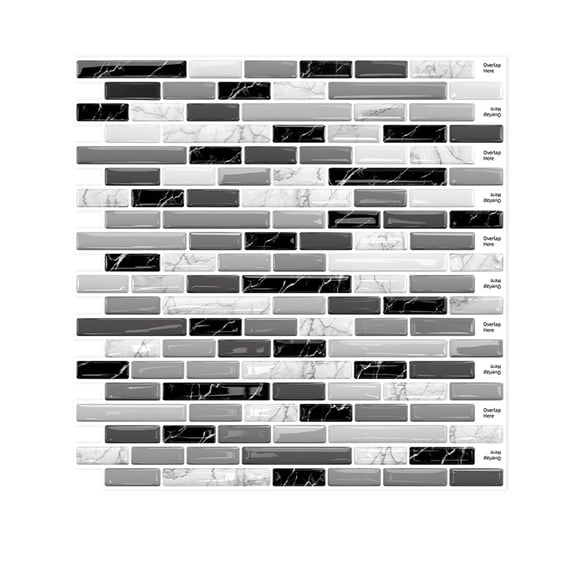 WYZCTTD 10-Pack 3D Peel and Stick Wall Tiles 12"x12" 1.2mm Thick Heat Water Resistant Self-Adhesive Faux Subway Tile Backsplash for Kitchen RV Bathroom