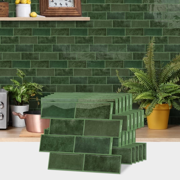 WYZCTTD 10-Pack 3D Peel and Stick Wall Tiles 12"x8.7" Premium Gel Self-Adhesive Tile Backsplash Heat Water Resistant for Kitchen Bathroom RV Fireplace