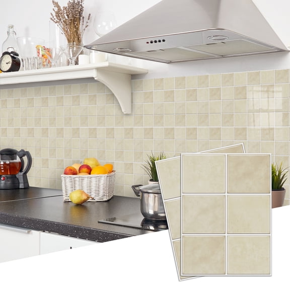 WYZCTTD 10-Pack Peel and Stick Wall Tiles, 6.7"x9" Faux Square Ceramic Tile Backsplash Stickers, 1.8mm Thickened Self-Adhesive Decals