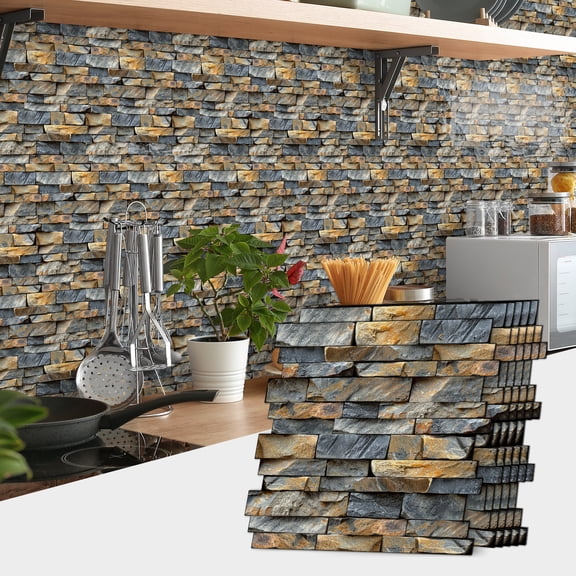 WYZCTTD 12-Pack 3D Peel and Stick PVC Tile Stickers for Kitchen Backsplash, 12 Sq.Ft