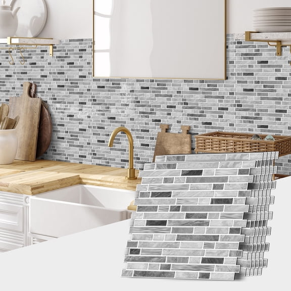 WYZCTTD 12-Pack 3D Peel and Stick PVC Tile Stickers for Kitchen Backsplash, 12 Sq.Ft