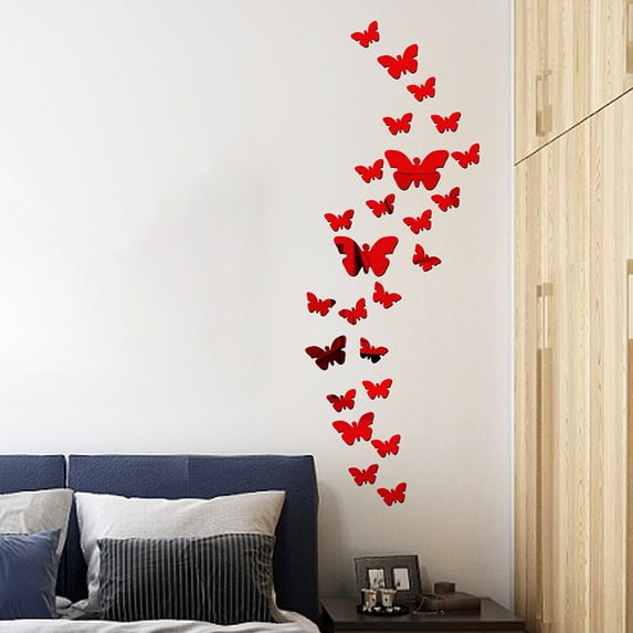WYZCTTD 36 Pcs Butterfly Mirror Wall Stickers Removable Acrylic Self Adhesive Decal Decor