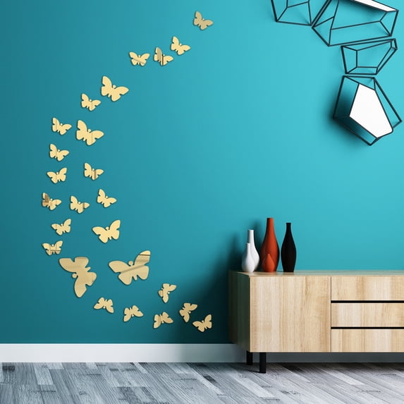 WYZCTTD 36 Pcs Butterfly Mirror Wall Stickers Removable Acrylic Self Adhesive Decal Decor