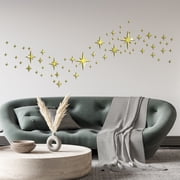 WYZCTTD 71Pcs Acrylic Star Mirror Wall Stickers Self Adhesive Starburst Decals 3D Removable Twinkle Stars DIY Silhouette Decor for Home Ceiling Bedroom