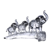 WYZCTTD Crystal Elephant Family Figurine, 3 Lucky Elephants Walking Sculpture Table Decor, Creative Glass Animal Ornament Gift