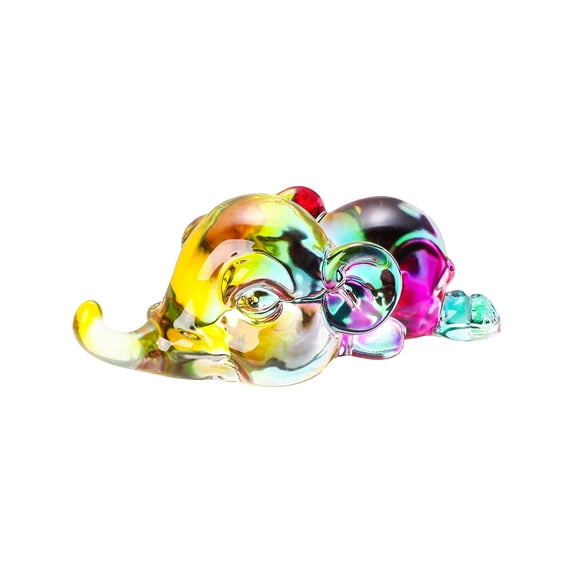 WYZCTTD Crystal Elephant Figurine Lying Elephant Statue Feng Shui Animal Collectible Paperweight Home Office Table Desk Decor, 3.4 Inch