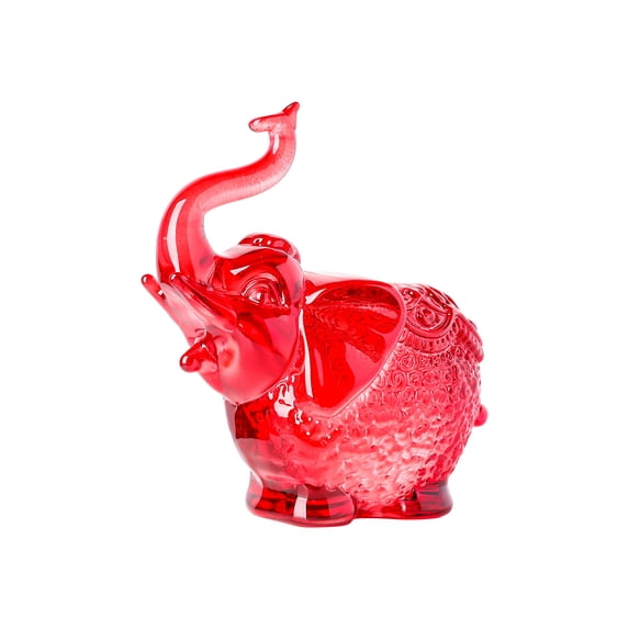 WYZCTTD Crystal Elephant Figurine with Trunk Up, Lucky Glass Elephant Statue, Collectible Chubby Animal Paperweight for Home Office Tabletop Decor