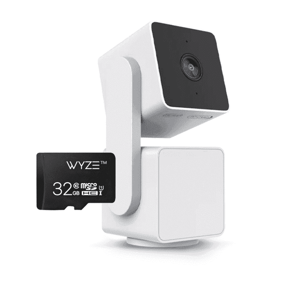 WYZE Cam Pan v3 Security Camera Bundle with FREE 32gb MicroSD Card, Indoor/Outdoor IP65 1080P 360 Pan/Tilt/Zoom, Wi-Fi Smart Home Security Camera with Motion Tracking for Baby & Pet, Color Night Vis
