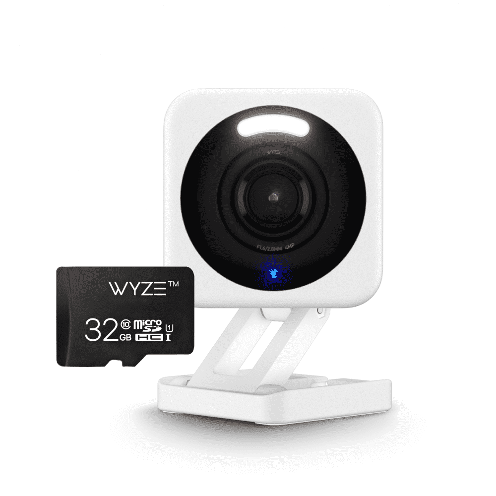WYZE Cam v4 Security Camera Bundle with FREE 32gb MicroSD Card, 2.5K WiFi, Indoor/Outdoor Camera for Home Security, Pet Camera/Baby Monitor, Motion Activated Spotlight/Siren, Color Night Vision, 2-Wa