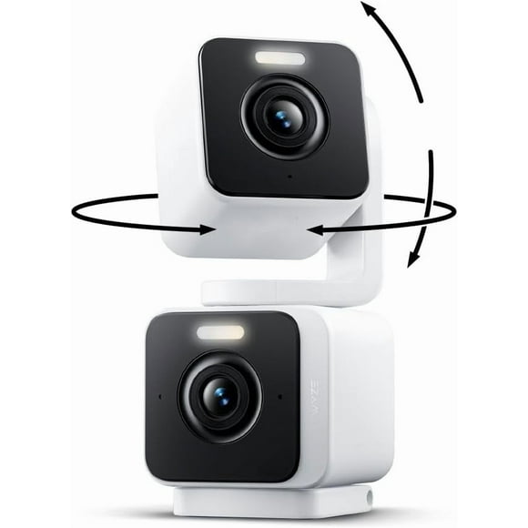 Wyze Duo Cam Pan Indoor/Outdoor Smart Security Camera 2K IP65 360 Pan/Tilt with Color Night Vision and Spotlight