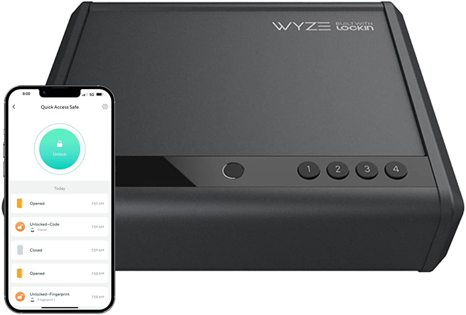 WYZE Smart Gun Safe with Biometric, Backlit Keypad and App Unlock with