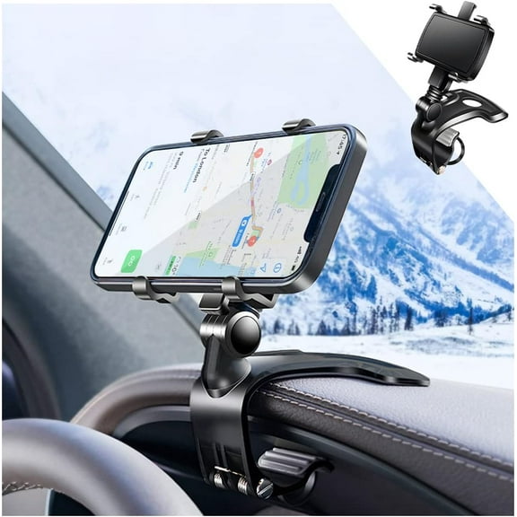 WYZWYZ Car Phone Mount, ABS Cell Phone Holder for Car, 1400 Degree Rotation Dashboard Cell Phone Holder, Mobile Clip Stand for 3 to 7 inches Smartphones, Auto Phone Holder Mount for All Smartphone