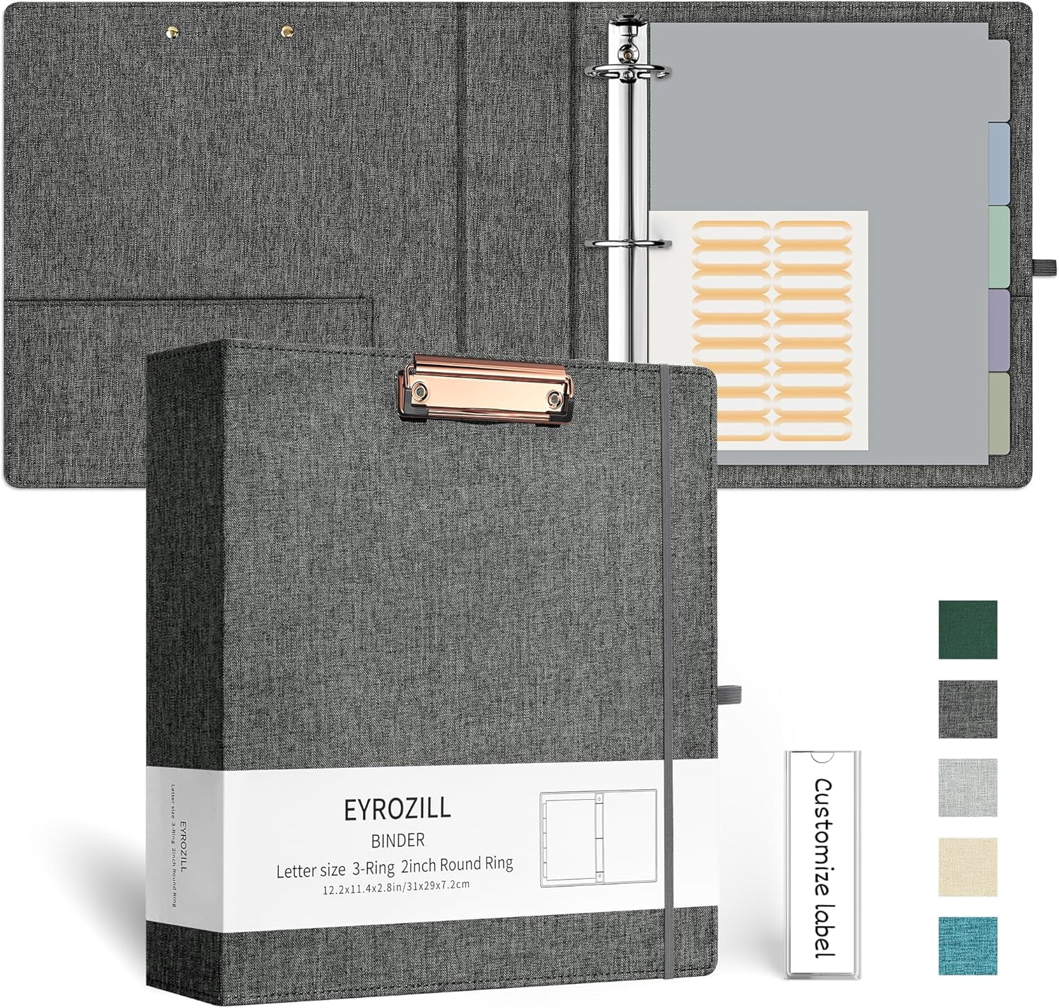 WYZZHY 3 Ring Binder 1 Inch Linen Binder Organizer for Letter Size (8.5 ...
