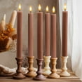 thumbnail image 1 of WYZworks 10" Fluted Ribbed LED Brown Tan Grooved Pillar Candles with 2 Remotes & 24h Timer Memory, On/Off Switch - Flameless Dimmable Battery Operated w/Flicker Mode, Home Wedding Decor (12 Pack), 1 of 9