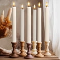 thumbnail image 1 of WYZworks 10" Fluted Ribbed LED Cream Beige Grooved Pillar Candles, Remote & 24h Timer Memory, On/Off Switch - Flameless Dimmable Battery Operated w/Flicker Mode, Home Wedding Decor (6 Pack), 1 of 9