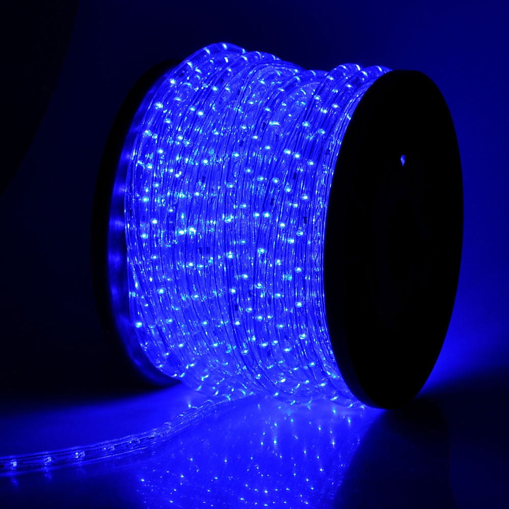 WYZworks 100 feet LED Rope Lighting (BLUE) Cool White, Warm White, Green,  Red, RGB, Orange Spool Option- Christmas Holiday Decoration Light 1/2  Thick