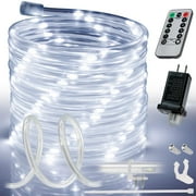 WYZworks 100ft Cool White LED Outside Rope Light - 8 Modes, Waterproof Permanent Outdoor Accent Lighting w/Remote, Flexible Clear Tube, ETL Certified, Exterior Christmas Patio Palm Tree Yard Ambient