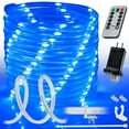 thumbnail image 1 of WYZworks 10ft Blue LED Outside Rope Light - 8 Modes, Waterproof Permanent Outdoor Accent Lighting w/Remote, Flexible Clear Tube, ETL Certified, Exterior Christmas Patio Palm Tree Yard Ambient, 1 of 8